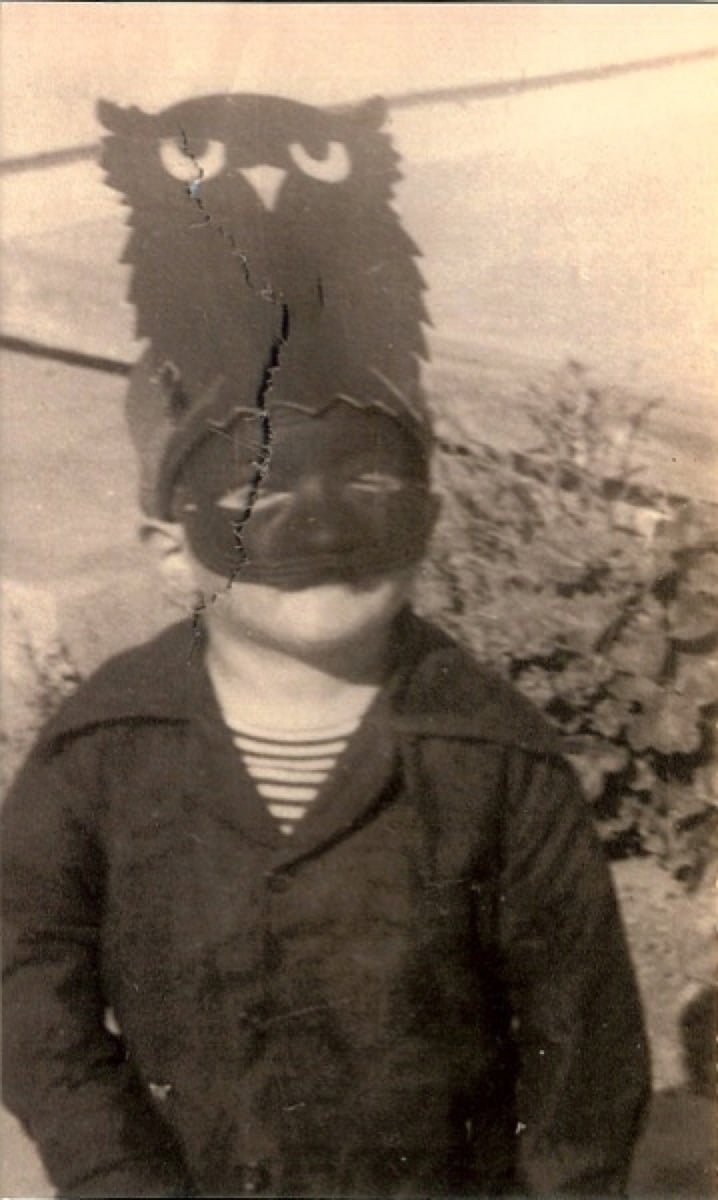 Rare photograph of the young author with an owl